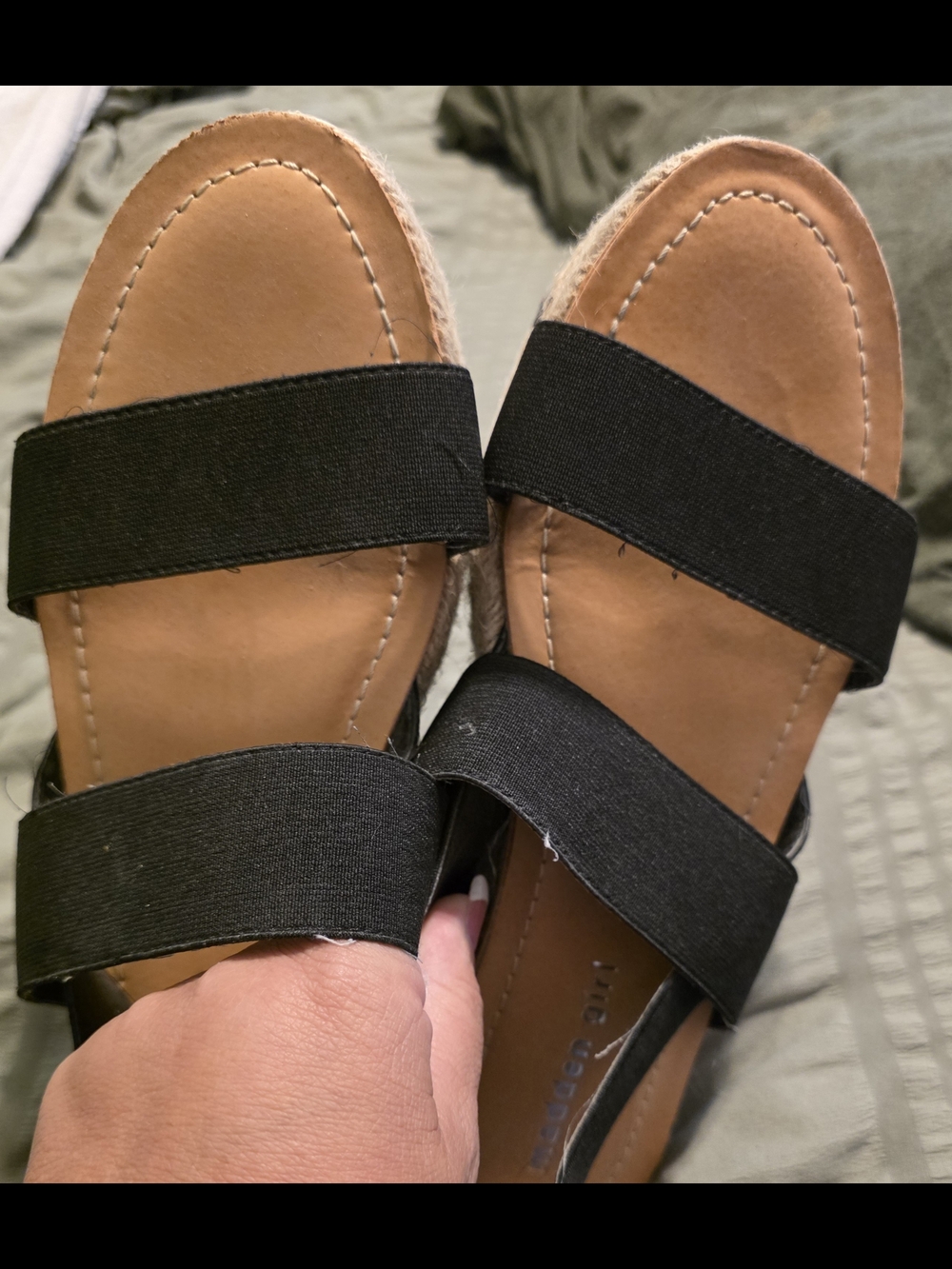 Madden Girl Black Double-Elastic Platform Sandals